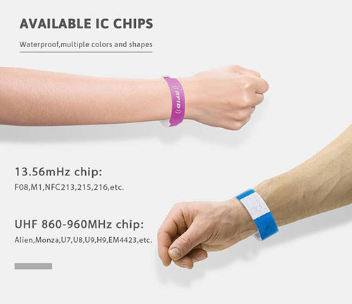 Chip de pulseras de papel RFID desechables