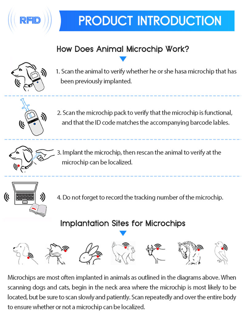 Lector de tarjetas portátil de identificación de etiquetas de oreja de animales RFID 8