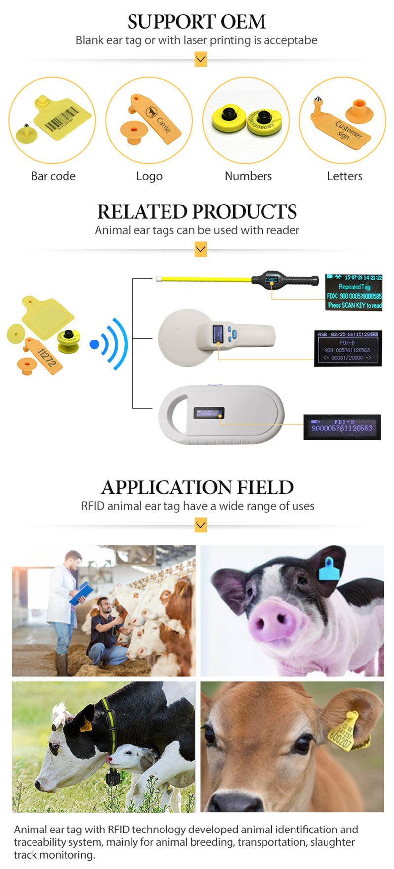 Lector de etiquetas RFID para animales de baja frecuencia 134.2Khz 3