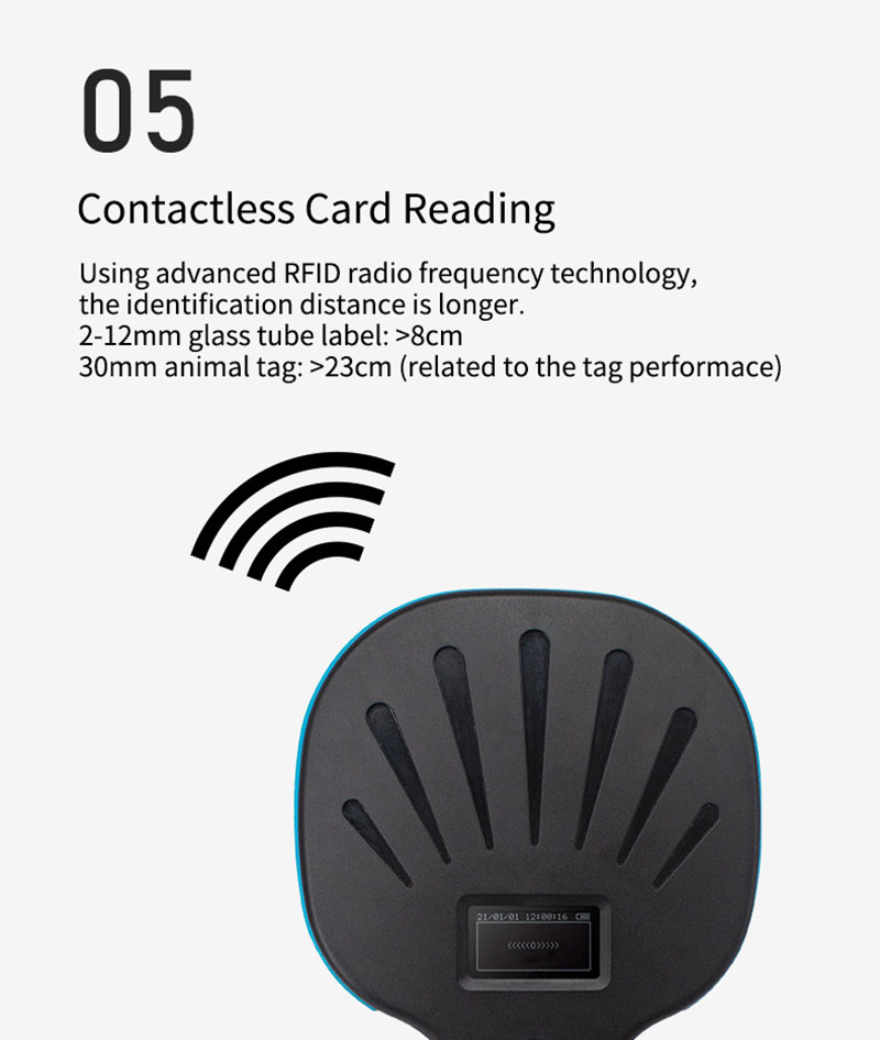 Lector de etiquetas de animales RFID multifunción de mano 6