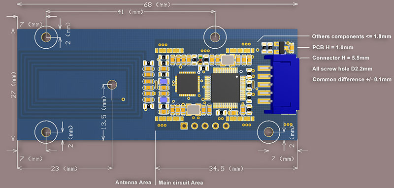 Non-contact ISO14443A, ISO15693 card module HF multi-protocol smart sensor IC card read-write module