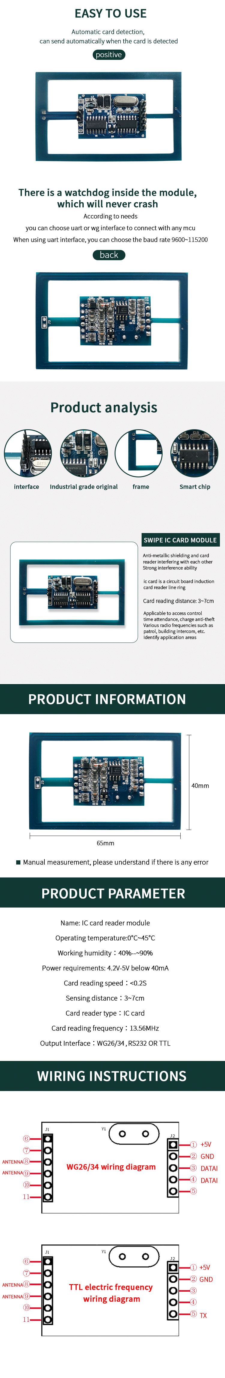 Embedded 13.56Mhz RFID Reader Module